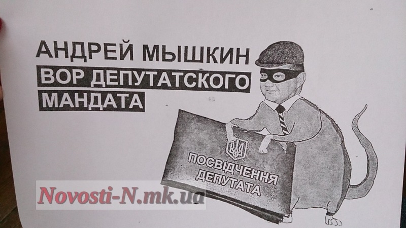 Николаевским депутатам раздали листовки с изображением «вора депутатского мандата»