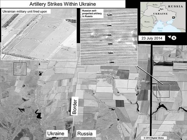 США обнародовали спутниковые фото обстрелов Украины с территории России