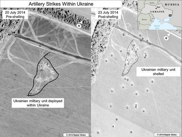 США обнародовали спутниковые фото обстрелов Украины с территории России