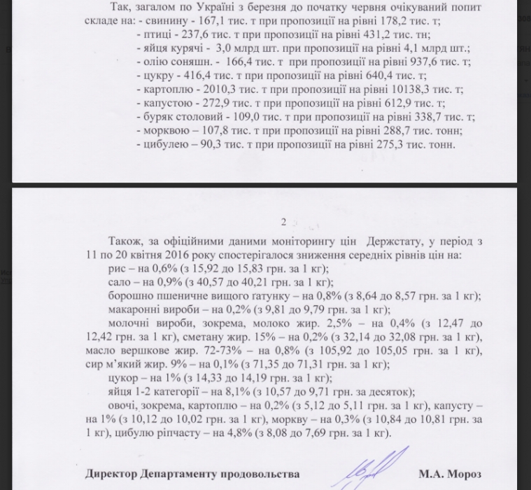 В Минагрополитики не видят оснований для повышения цен на продукты в период майских праздников