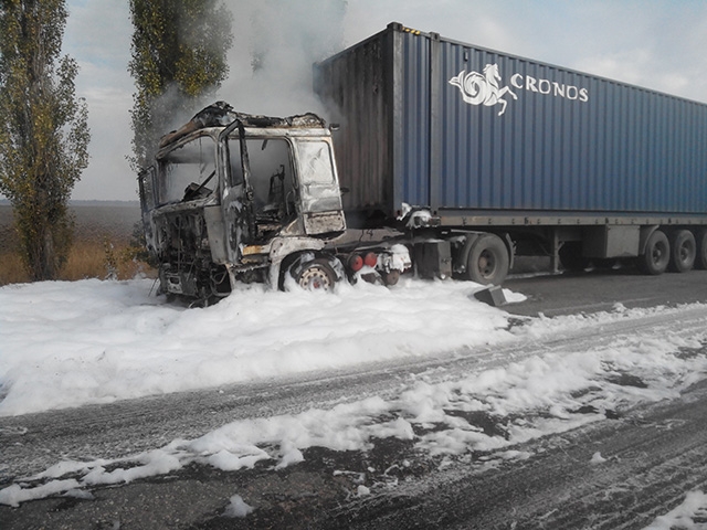 В Николаевской области на трассе загорелся грузовик 