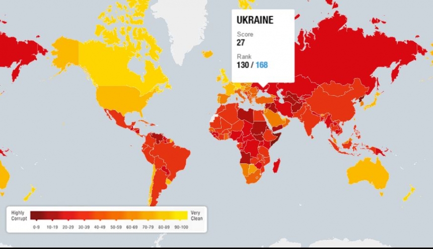 Украина поднялась в рейтинге восприятия коррупции