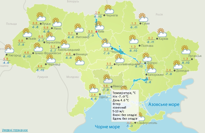 Солнечно и до +6º: погода в Николаеве в воскресенье