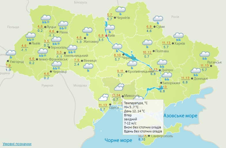 Облачно, ветер и до +14˚: погода в Николаеве на понедельник