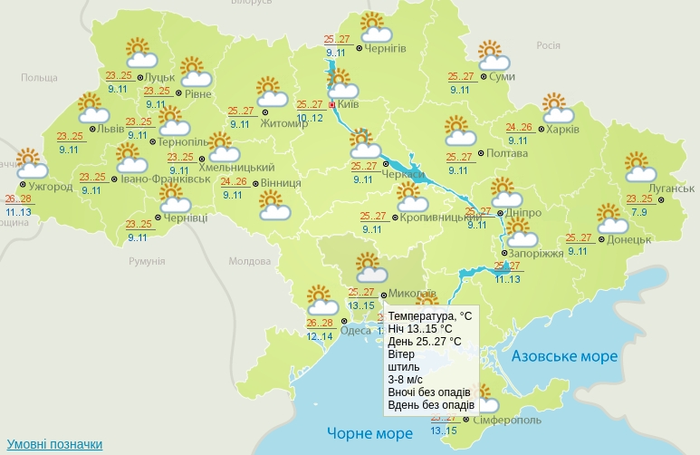 Штиль и до +27&#186;: погода в Николаеве в понедельник