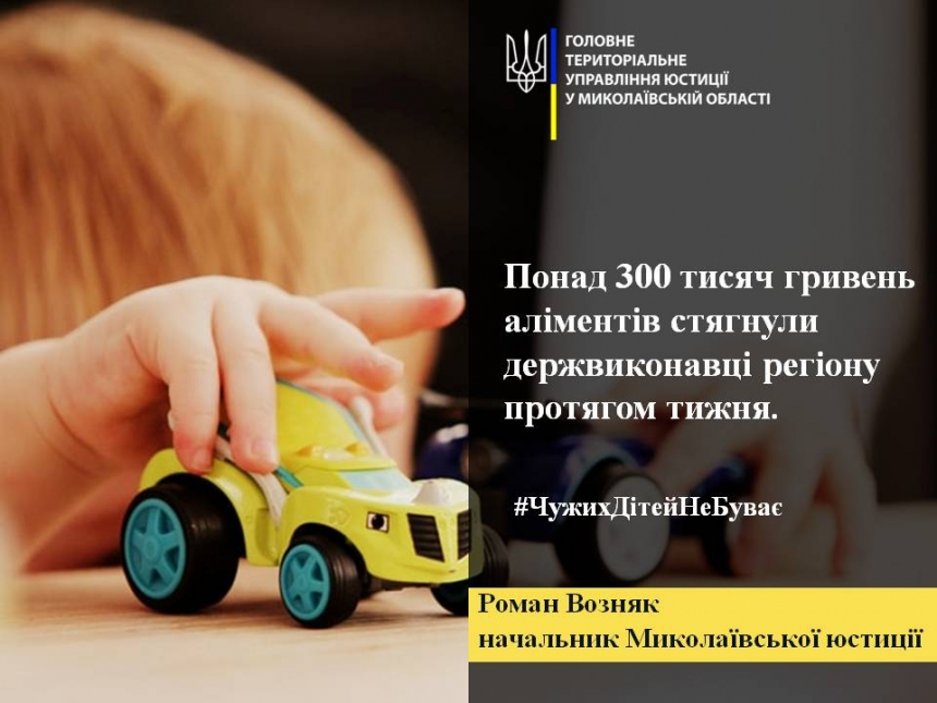 За неделю на Николаевщине взыскали с должников более 300 тыс. грн алиментов, а с начала года - 80 млн