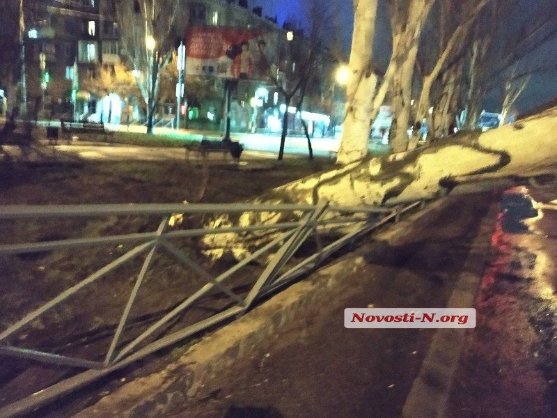 Непогода в Николаеве: падающие деревья и скользкая площадь. ФОТОРЕПОРТАЖ