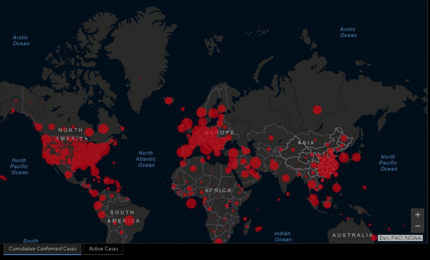 Онлайн-карта распространения коронавируса в мире