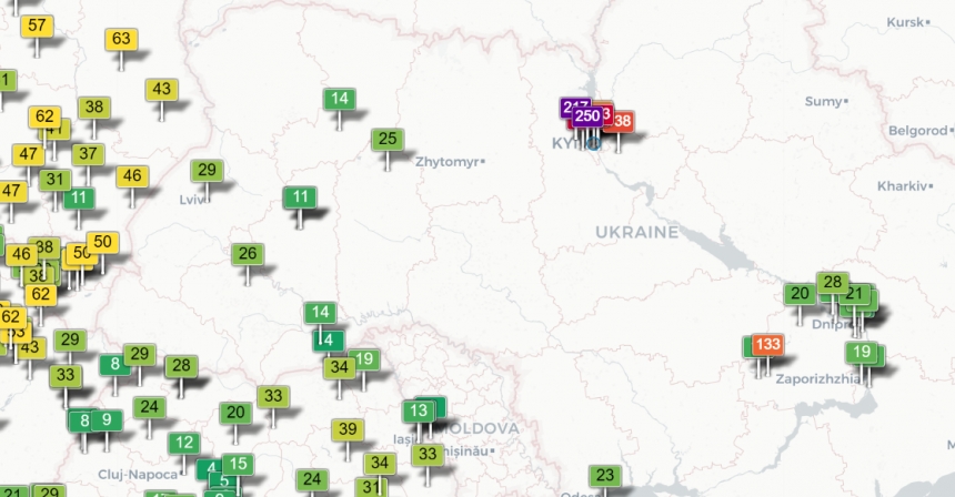 В четверг Киев стал городом с самым грязным воздухом в мире