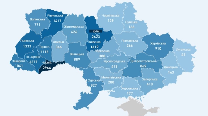 В Украине за сутки подтвердили 406 новых случаев COVID-19 