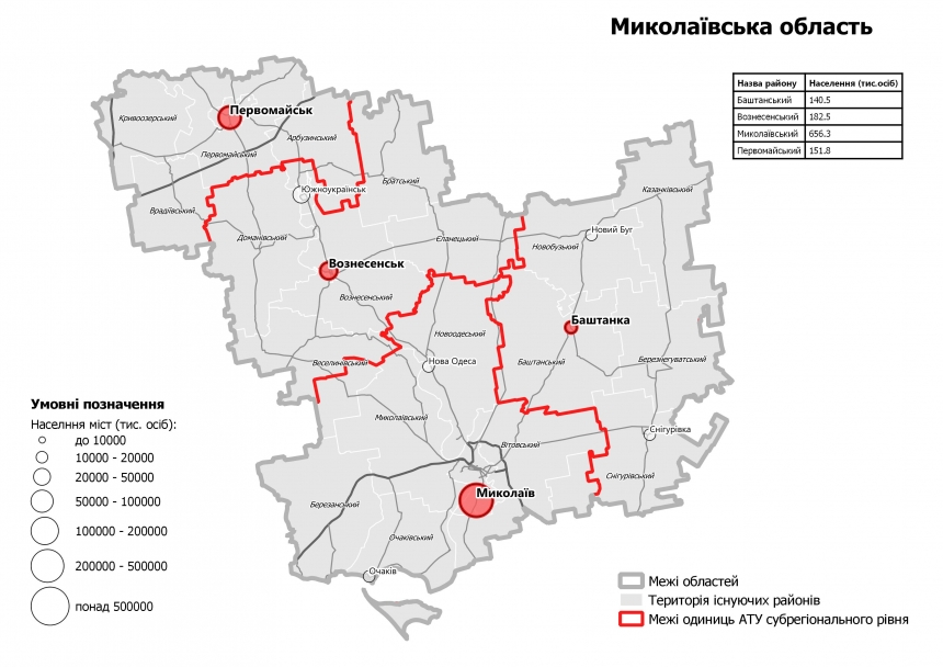 Николаевскую область разделят на 4 района вместо 19. Карта