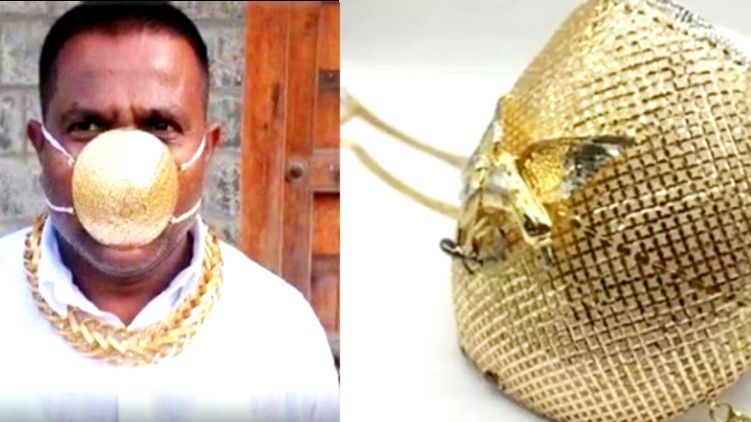 В Индии для защиты от коронавируса бизнесмен носит маску из чистого золота. Фото