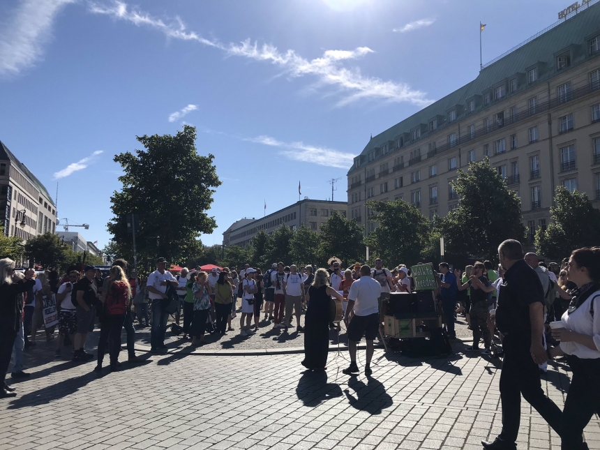 В Берлине на митинг вышли 10 тысяч человек, называющих коронавирус всемирным заговором