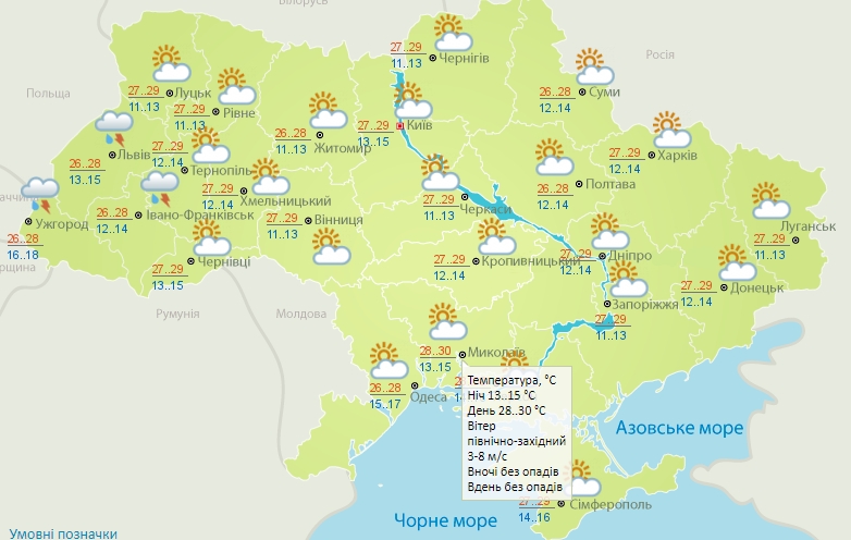 Потеплеет: в Николаеве в понедельник синоптики обещают до +30º