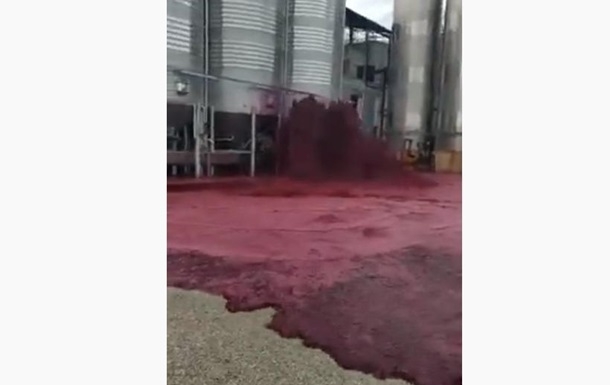 В Испании территорию завода затопило вином. Видео