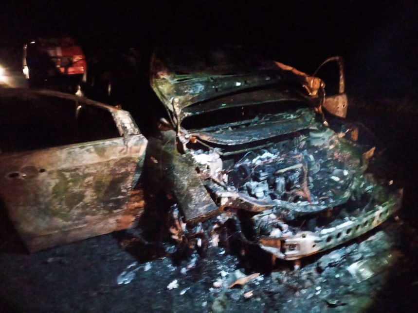На трассе в Николаевской области сгорел Ford Kuga