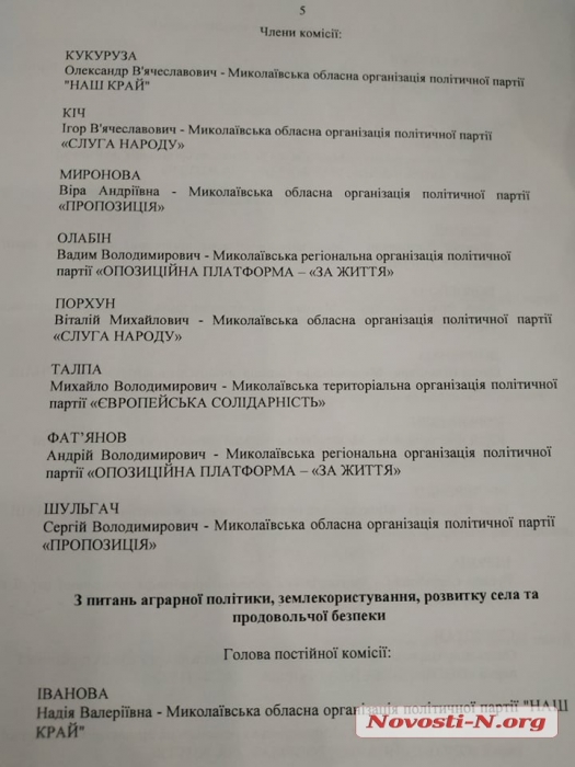 «Это узурпация власти»: в Николаевском облсовете депутатов распределили по комиссиям, не спрашивая