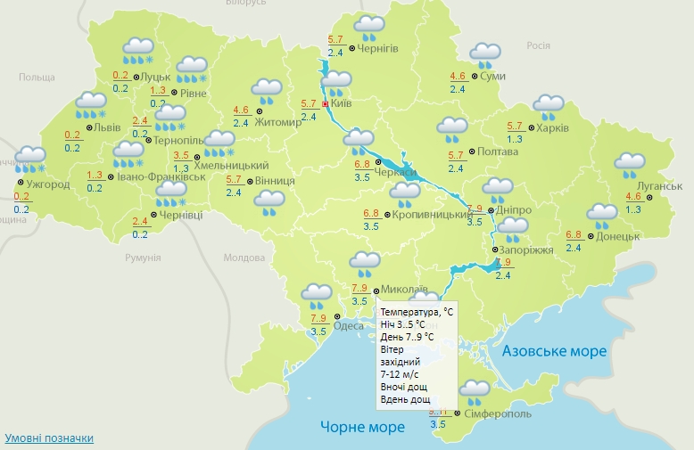 Дожди и до +9º: погода в Николаеве в понедельник
