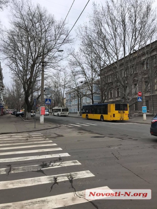 В Николаеве на улице Пушкинской троллейбус заблокировал движение транспорта. Видео