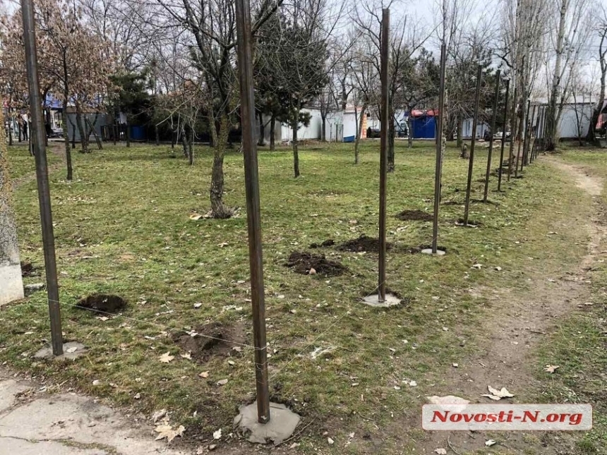 Стройка в сквере у автовокзала в Николаеве: застройщик пообещал пока не пилить деревья
