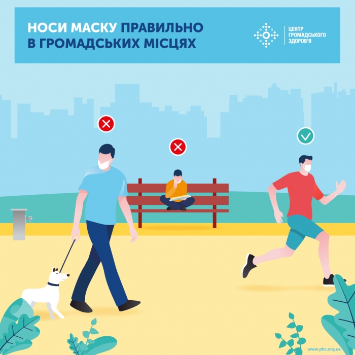 Украинцам рассказали, в каких случаях нужно надевать маску во время прогулки в парке