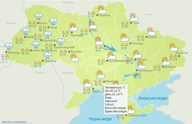 Без осадков и до +24º: погода в Николаеве во вторник