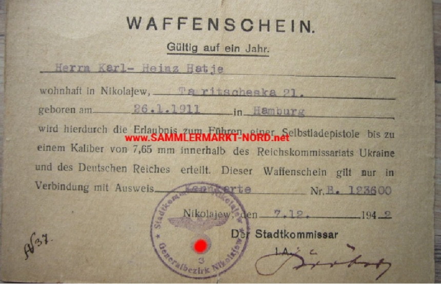 Краевед показал редкий исторический документ, выданный в Николаеве в 1942 году