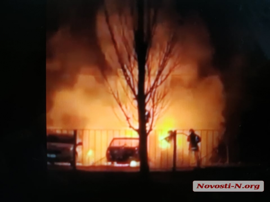 В Николаеве сгорели припаркованные во дворе автомобили (видео)