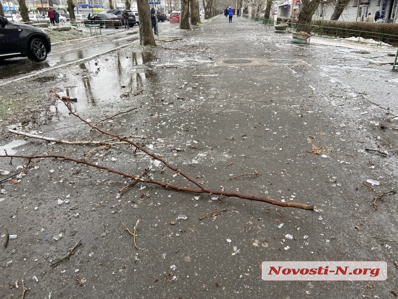 Николаев в плену у непогоды: оборванные провода и тротуары под слоем льда (фоторепортаж)