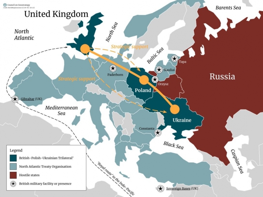 Британия хочет создать тройственный союз с Украиной и Польшей: опубликована карта