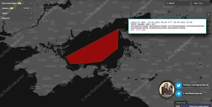 РФ закрыла небо над Азовским морем до 26 февраля