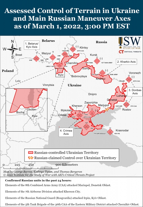 Карта боевых действий в Украине от американского Института изучения войны