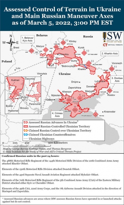 Новая карта боев в Украине от Института изучения войны: российские войска выдохлись