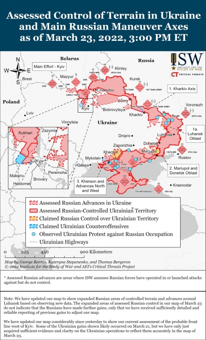 Институт изучения войны опубликовал новые карты боевых действий в Украине