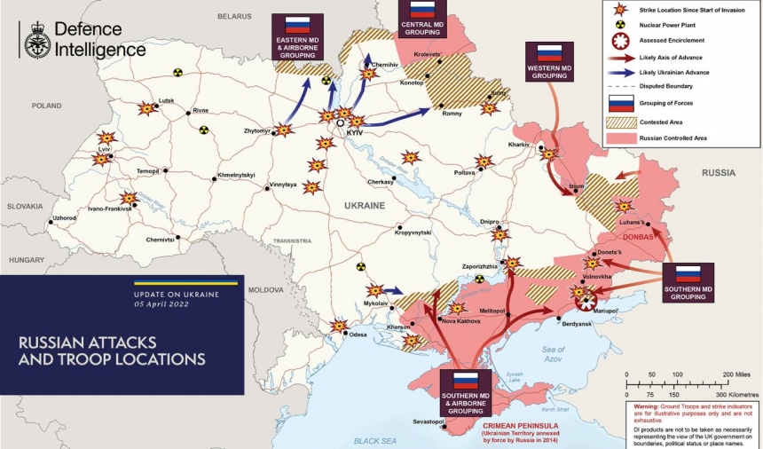 Карта боевых действий в Украине от Минобороны Великобритании