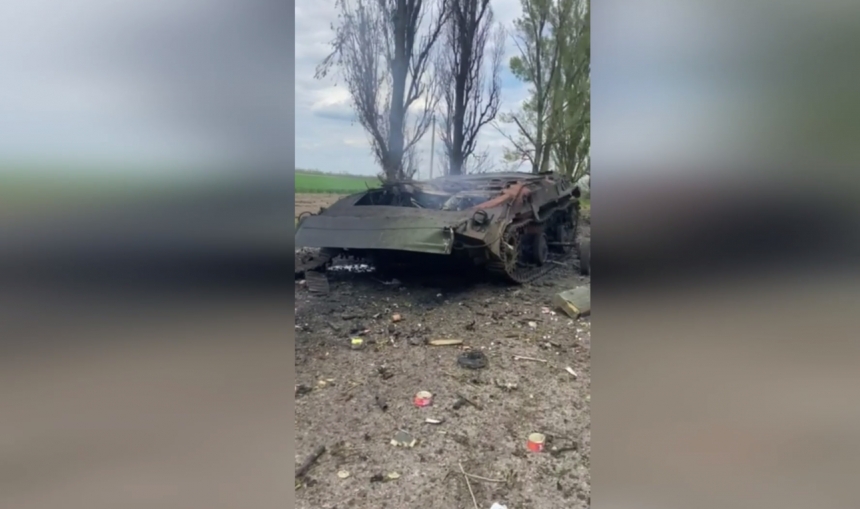 Появилось видео уничтоженной николаевскими десантниками бронетехники вместе с противниками