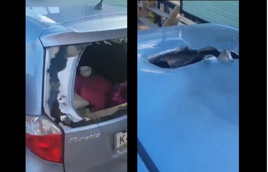 В Крыму в авто туристов из РФ во время отдыха прилетел снаряд с полигона