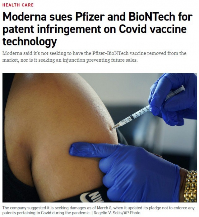 Moderna подала в суд на компании Pfizer и BioNTech за кражу технологии «ковидной» вакцины
