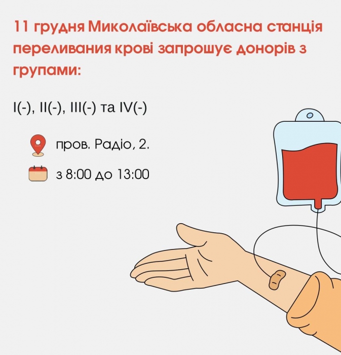 У Миколаєві, як і раніше, потрібні донори крові з негативним резус-фактором