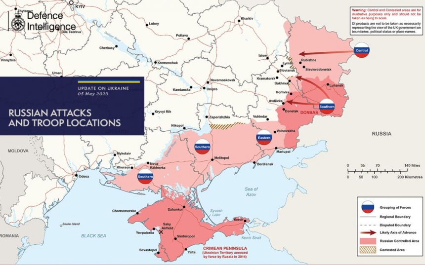Розвідка Британії поновила карту бойових дій в Україні