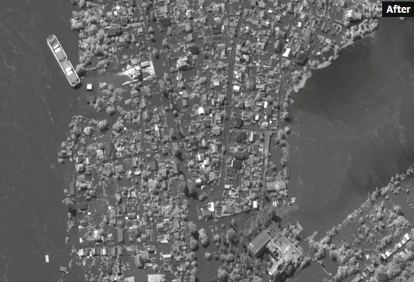 Подрыв Каховской ГЭС: появились новые спутниковые снимки