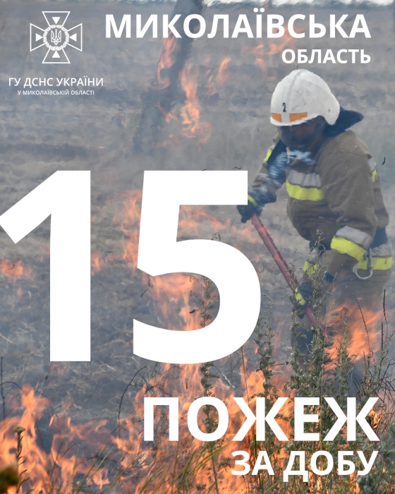 На Миколаївщині за добу сталося 15 пожеж