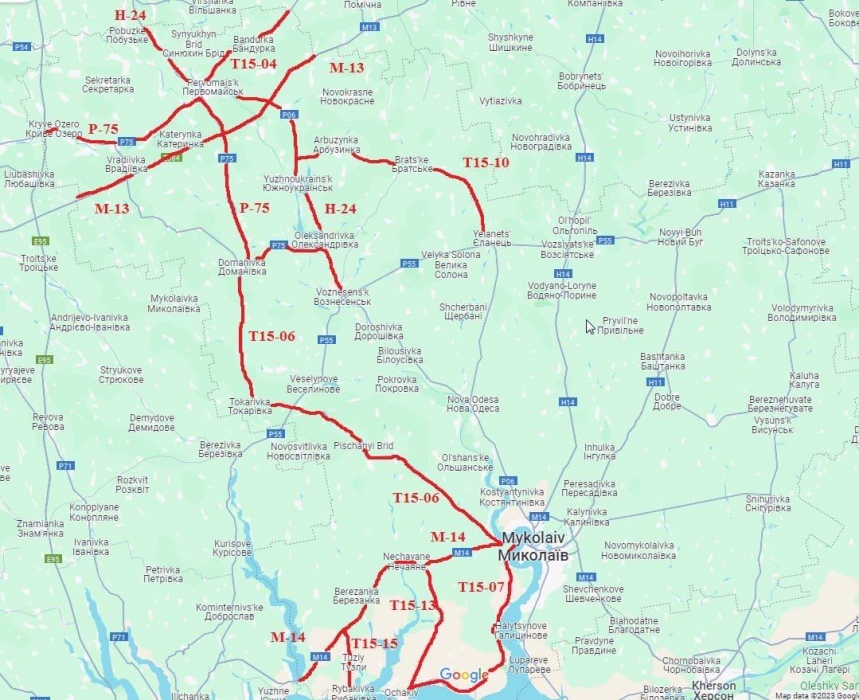 Кім показав на карті, якими дорогами Миколаївської області закрито рух транспорту