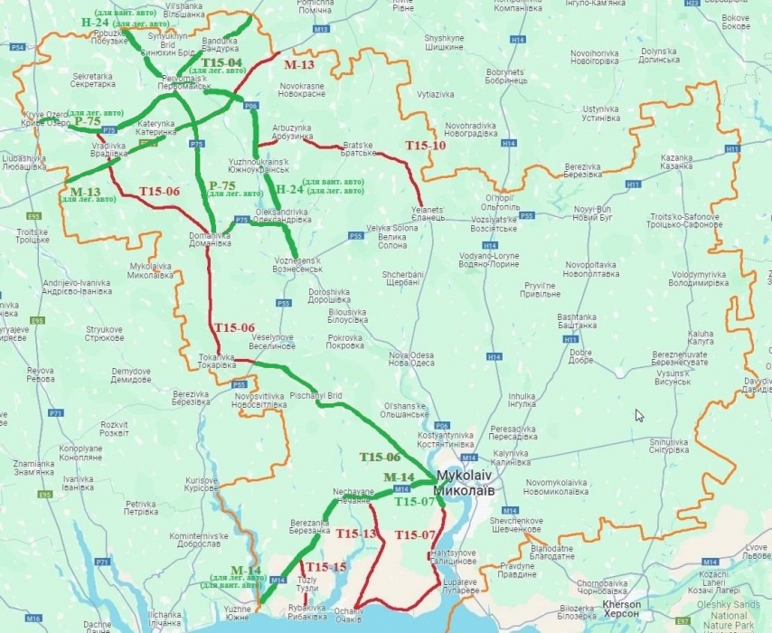 У Миколаївській області відкрили для легкового транспорту ще три дороги