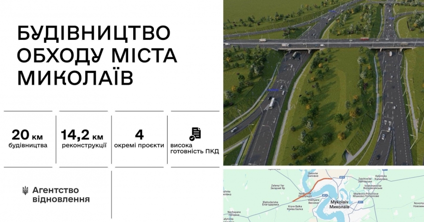 Агентство відновлення розпочинає будівництво об'їзної дороги та ремонт мостів у Миколаєві