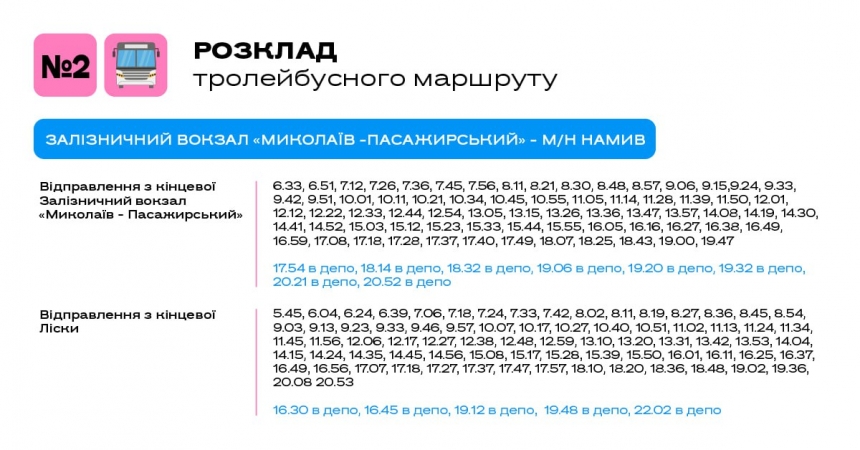 Для зручності пасажирів: графіки руху трамваїв та тролейбусів у Миколаєві