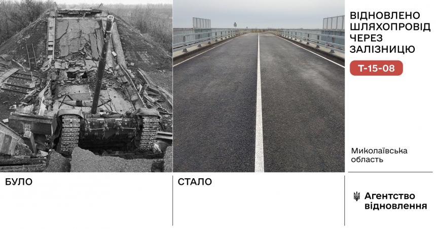 В Николаевской области открыли для транспорта восстановленный мост через железную дорогу