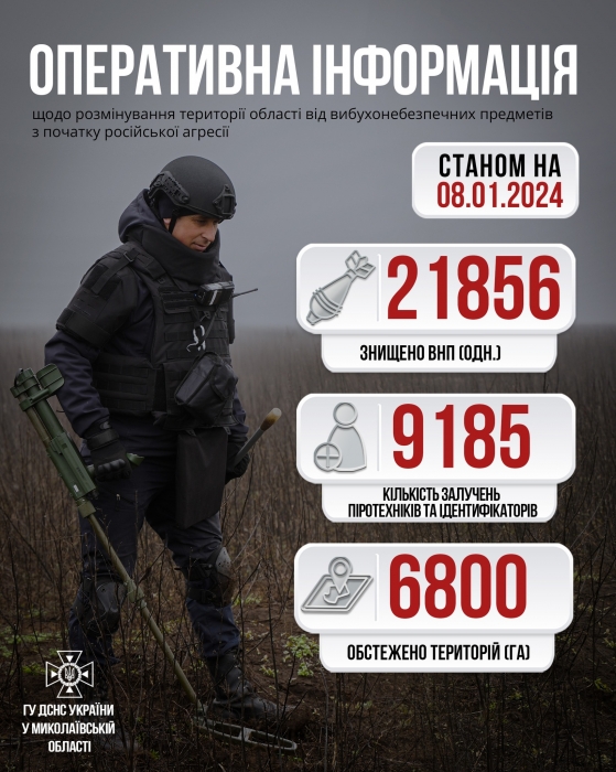 Миколаївські піротехніки знищили 22 000 боєприпасів