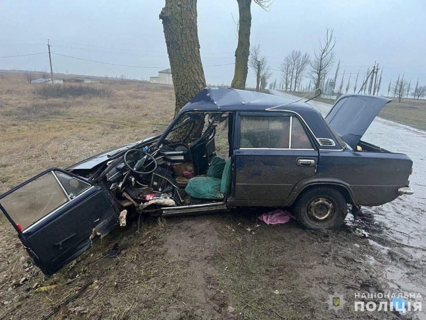 На Миколаївщині ВАЗ злетів з дороги та врізався у дерево: 4 постраждалих