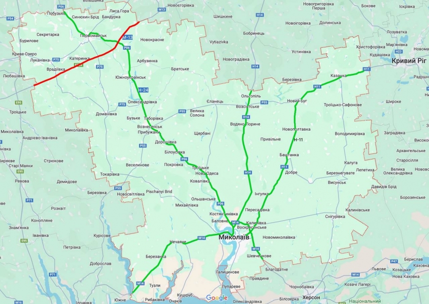 Непогода в Николаевской области: какие дороги открыты для автобусов и грузовиков (карта)